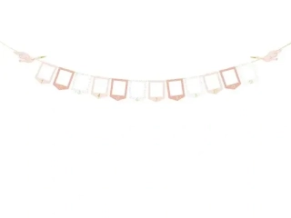 Girlanda s fotorámečky 1. narozeniny růžové