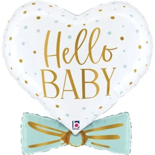 Fóliový balónek modrý Hello Baby srdce 74 cm