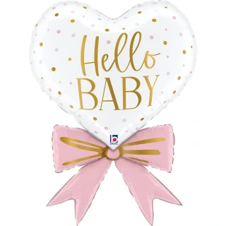 Fóliový balónek růžový Hello Baby srdce 76 cm