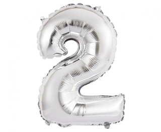 Foliová číslice - stříbrná 2 - 35 cm