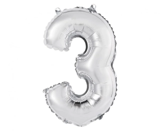 Foliová číslice - stříbrná 3 - 35 cm