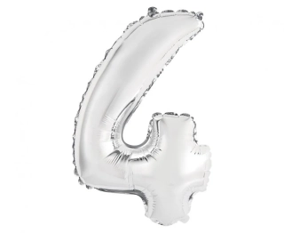 Foliová číslice - stříbrná 4 - 35 cm