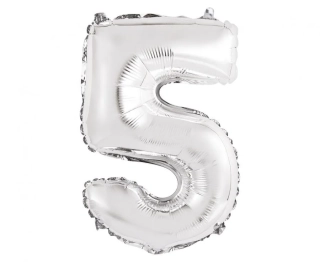 Foliová číslice - stříbrná 5 - 35 cm
