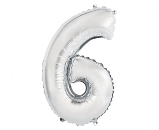 Foliová číslice - stříbrná 6 - 35 cm