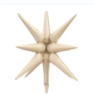 Fóliový balonek 3D hvězda krémová - nebalený