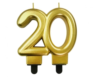 Svíčka narozeninová číslice 20 metalická zlatá