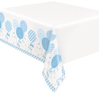 Plastový ubrus 1. narozeniny modré balónky