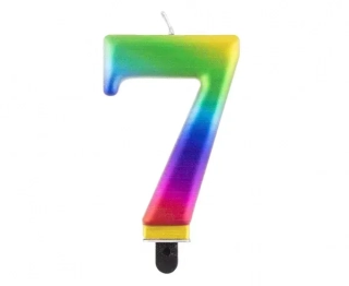 Svíčka dortová metalická duhová 7
