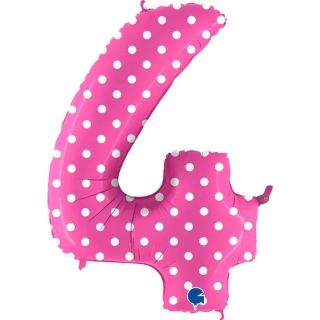 Foliová číslice - růžová s puntíky 4 - 102 cm