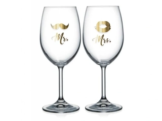 Párové sklenice na víno - Mr. & Mrs. zlaté