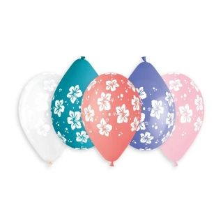 Latexový balonek s potiskem květin Ibišku