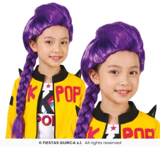 Paruka K-pop fialový cop Rumi