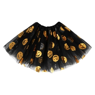 Tylová sukně černá s dýněmi