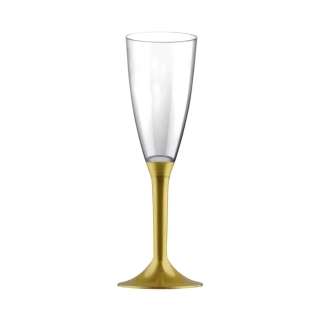Sklenky na sekt šampusky s podstavcem zlaté - 6 ks