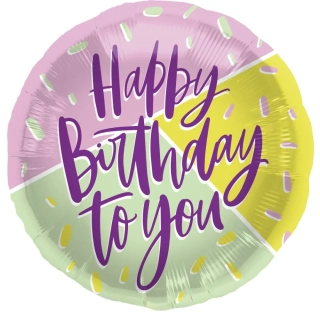 Foliový balonek trojbarevný - Happy Birthday 45 cm