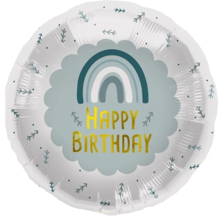 Foliový balonek modrá duha - Happy Birthday 45 cm