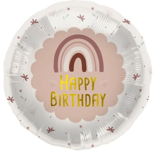 Foliový balonek růžová duha - Happy Birthday 45 cm