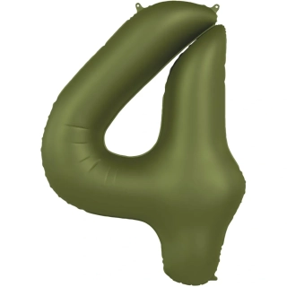 Foliová číslice - saténová olivová 4 - 86 cm