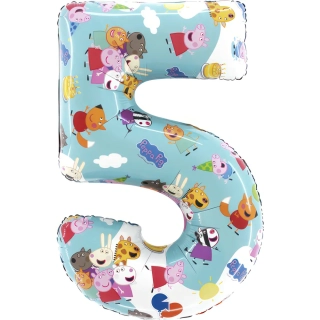 Foliová číslice - Prasátko Peppa 5 - 66 cm