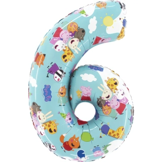 Foliová číslice - Prasátko Peppa 6 - 66 cm