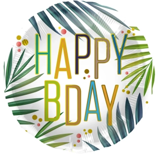 Foliový balonek barevné listy - Happy Birthday 45 cm