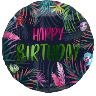 Foliový balonek neon tropical - Happy Birthday 45 cm