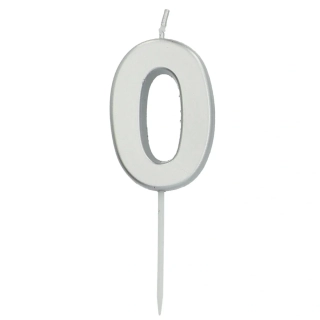 Svíčka dortová číslo 0 malá stříbrná