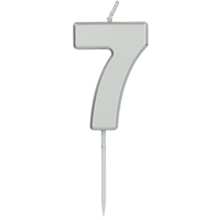 Svíčka dortová číslo 7 malá stříbrná