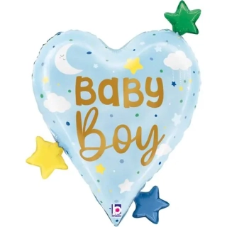 Fóliový balónek Srdce Baby Boy 64 cm