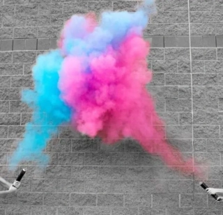 Vystřelovací konfety barevný prášek Kluk nebo holka? 40 cm - modrá