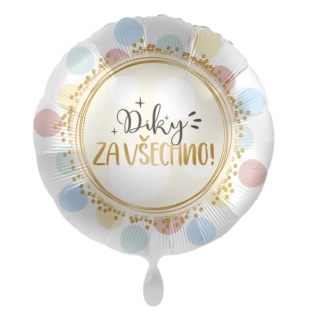Fóliový balónek Díky za všechno puntíky CZ 43 cm