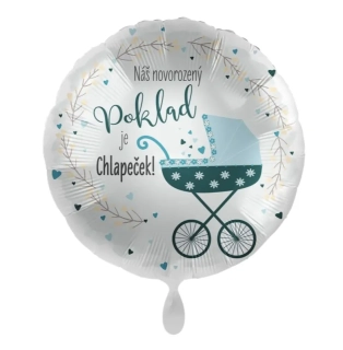 Fóliový balónek Narozený poklad chlapeček CZ - 43cm