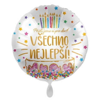 Fóliový balónek Všechno nejlepší přišli jsme si pro dort CZ 43cm