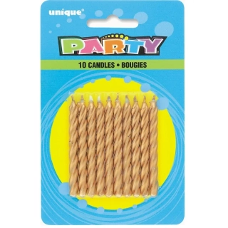 Dortové svíčky zlaté spirály 10 ks
