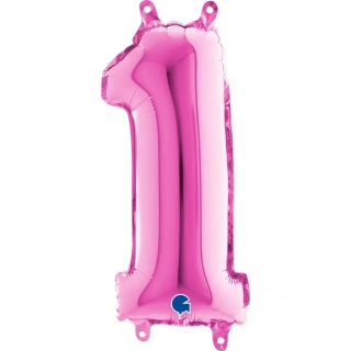 Foliová číslice - růžová 1 - 35 cm