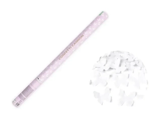Vystřelovací konfety bílí motýli 80 cm