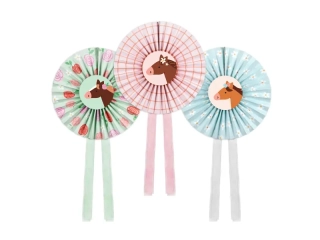 Dekorační rozety kreslení koně 35 cm - 3 ks