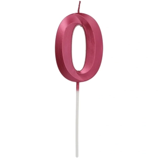 Dortová svíčka metalická vínová číslice 0