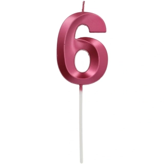 Dortová svíčka metalická vínová číslice 6