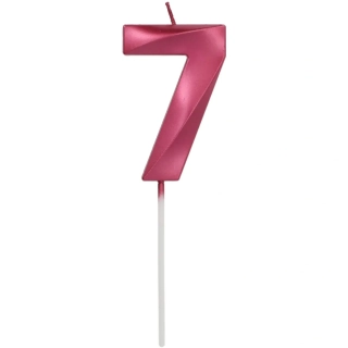Dortová svíčka metalická vínová číslice 7