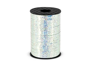 Vázací stuha stříbrná holografická - 225 m