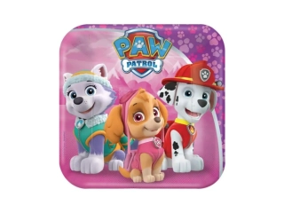 EKO Papírové talíře Tlapková patrola Pink 18 cm - 8 ks