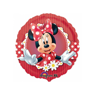 Fóliový balonek kruh červené puntíky Minnie 43 cm