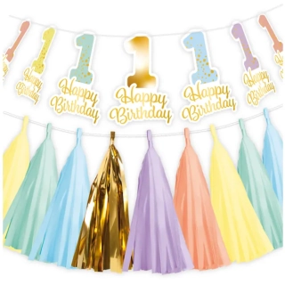 Dekorace na židle Duhové 1. narozeniny