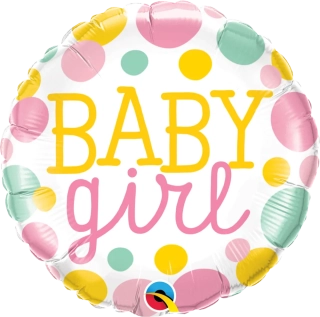Fóliový balonek Baby Girl s puntíky