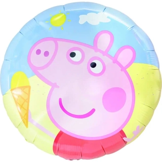 Fóliový balonek kruh Prasátko Peppa se zmrzlinou 45 cm