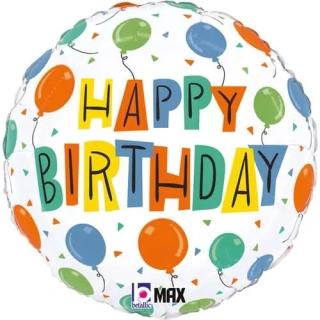 Foliový balonek - barevné balónky Happy Birthday 46 cm