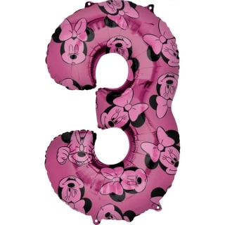 Foliová číslice - Minnie Mouse 3 - 66 cm