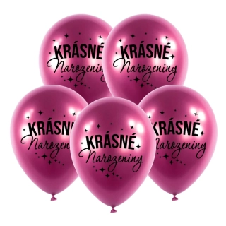 Latexové balonky růžové - Krásné narozeniny 5 ks