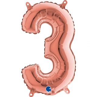 Foliová číslice - rosegold 3 - 35 cm